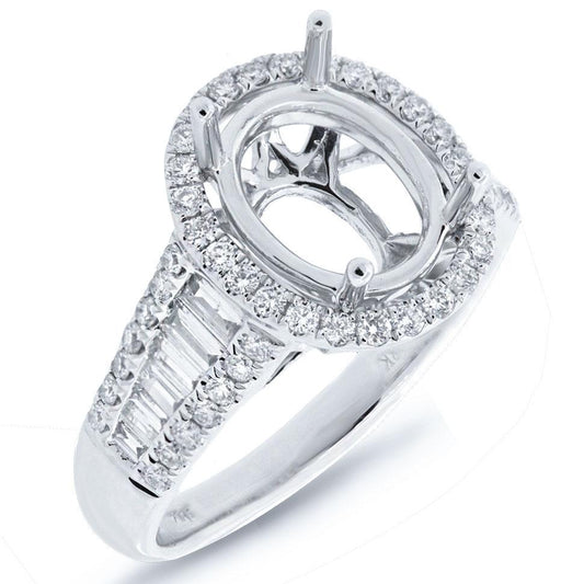 18k White Gold Diamond Semi-mount Ring - 0.74ct