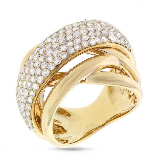 14k Yellow Gold Diamond Bridge Ring Size 8.5 - 2.25ct