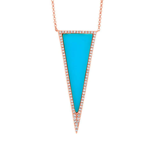 Diamond & 1.68ct Composite Turquoise 14k Rose Gold Necklace