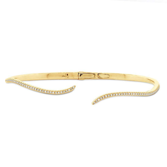 14k Yellow Gold Diamond Pave Bangle