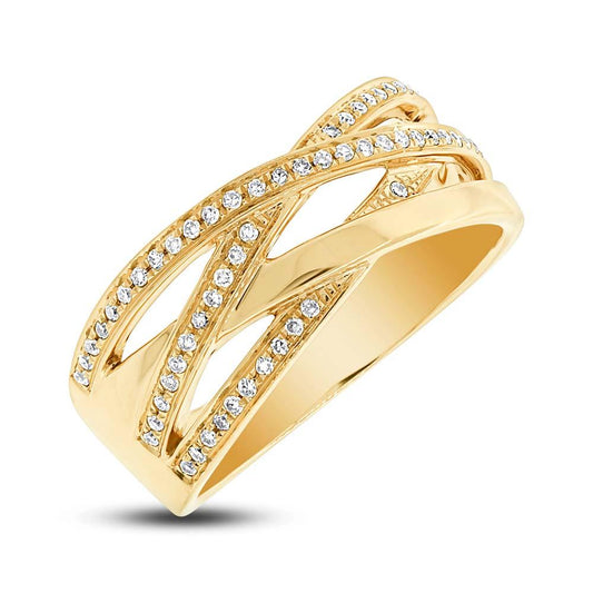 14k Yellow Gold Diamond Bridge Ring - 0.18ct