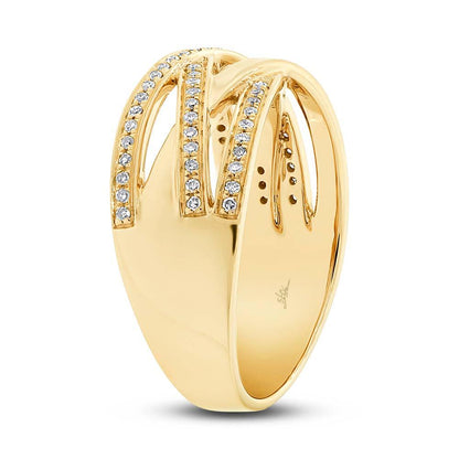 14k Yellow Gold Diamond Bridge Ring - 0.18ct