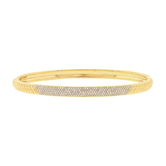 14k Yellow Gold Diamond Pave Bangle - 0.56ct