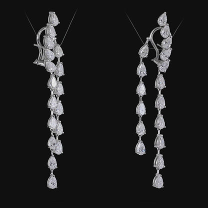 Customizable Pear Shape Diamond Dangling Earrings