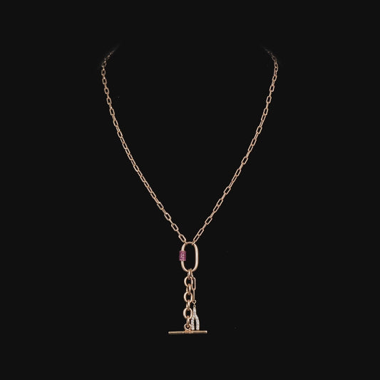 Paper Clip Fusion Necklace With Diamond Charm