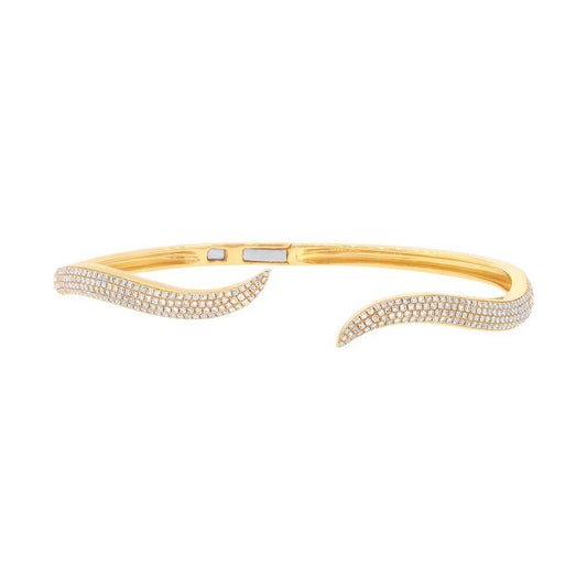 14k Yellow Gold Diamond Pave Bangle - 0.84ct