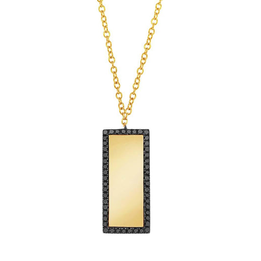 14k Yellow Gold Black Diamond Pendant - 0.11ct