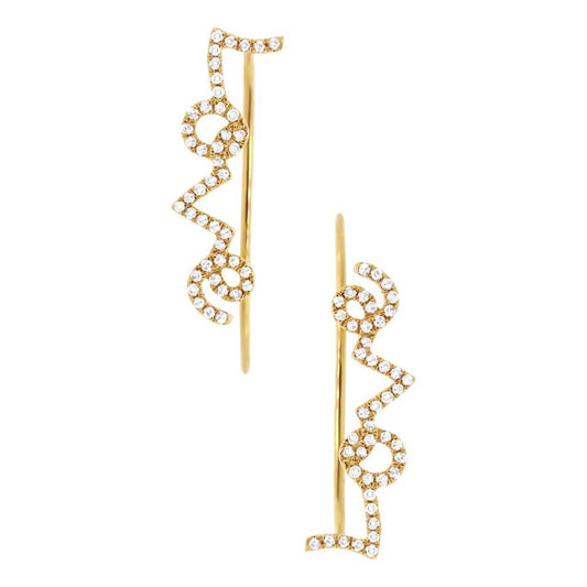 14k Yellow Gold Diamond Ear Crawler Earring