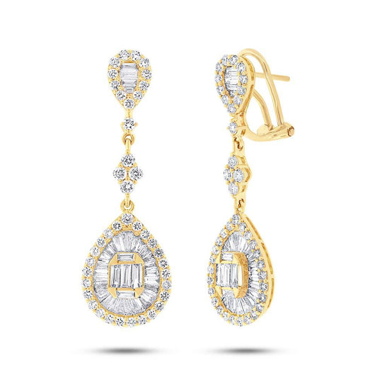 18k Yellow Gold Diamond Earring - 2.70ct