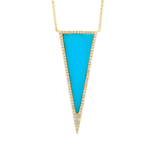 Diamond & 1.68ct Composite Turquoise 14k Yellow Gold Necklace