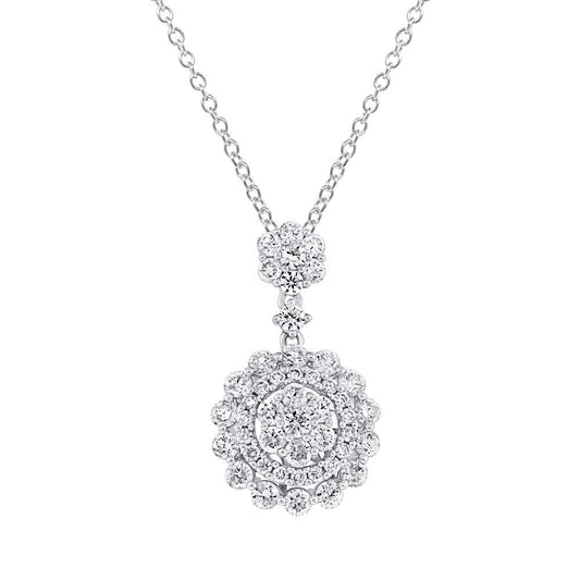 18k White Gold Diamond Pendant - 2.06ct