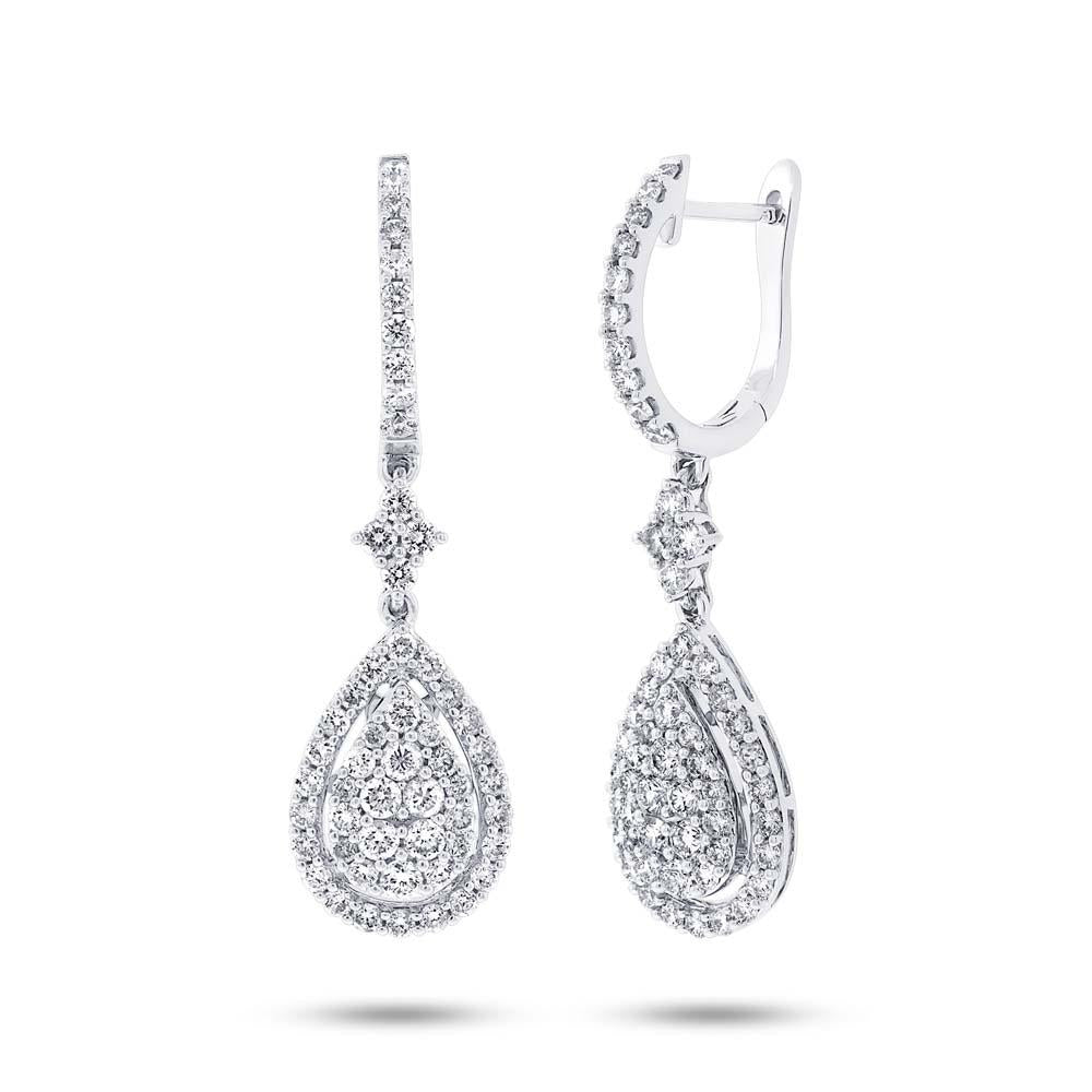 18k White Gold Diamond Pave Earring - 1.82ct