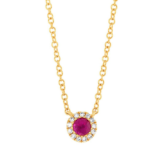 Diamond & 0.14ct Ruby 14k Yellow Gold Diamond Pendant