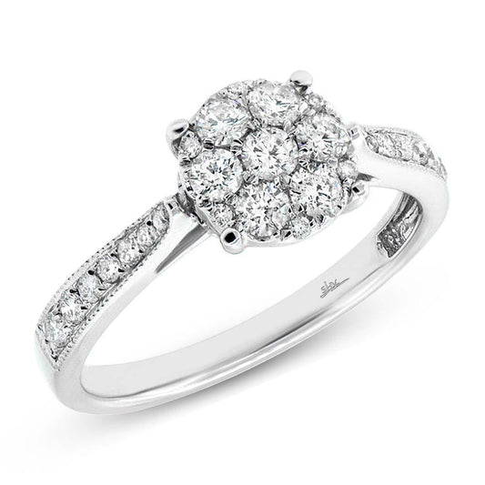 18k White Gold Diamond Cluster Ring - 0.68ct