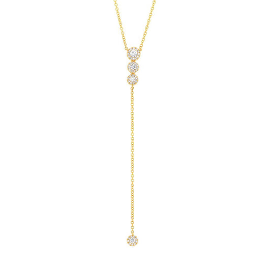 14k Yellow Gold Diamond Lariat Necklace - 0.29ct
