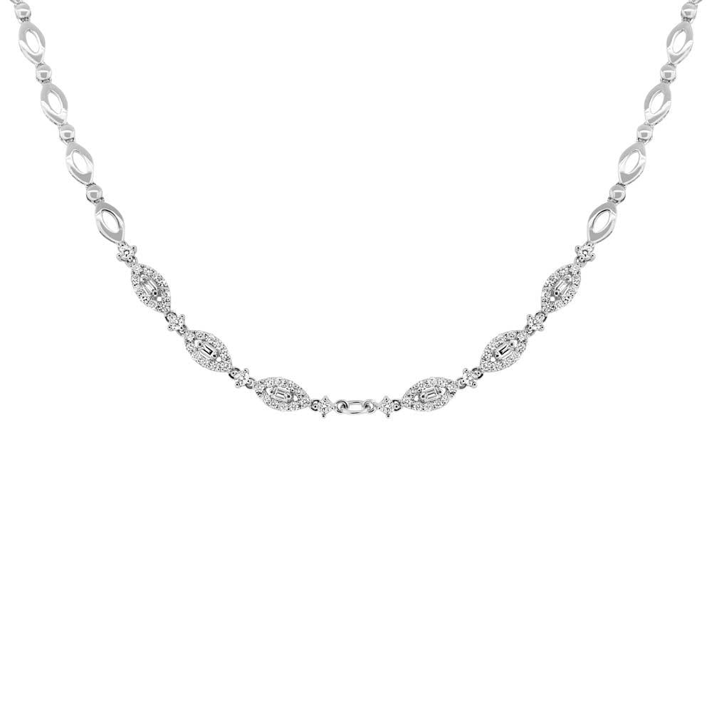 18k Classy White Gold Diamond Necklace - 1.22ct V0080