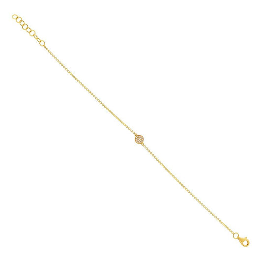 14k Yellow Gold Diamond Pave Circle Bracelet - 0.05ct