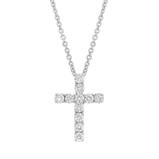 18k White Gold Diamond Cross Pendant - 0.67ct