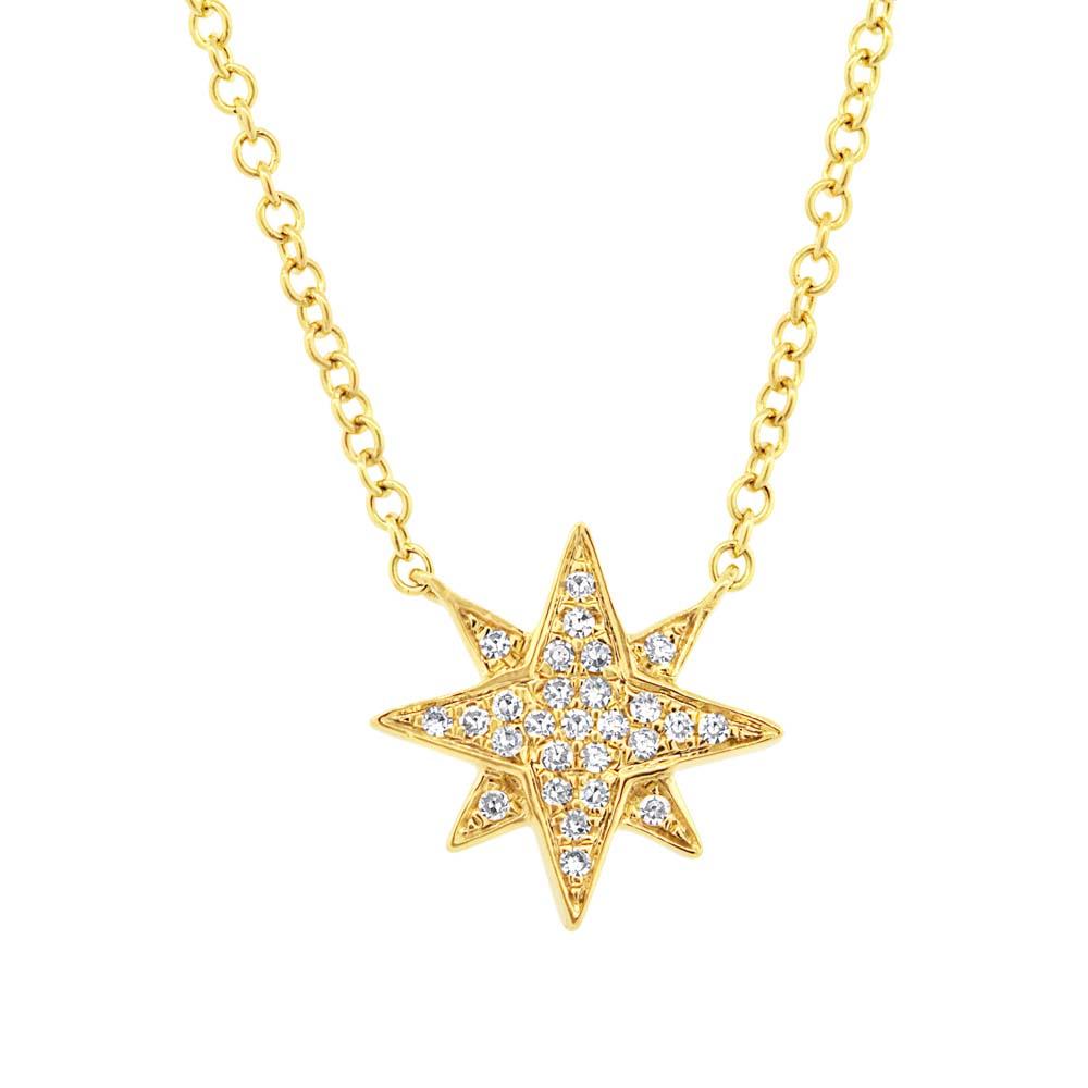 14k Yellow Gold Diamond Star Pendant