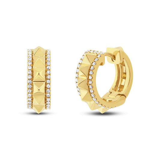 14k Yellow Gold Diamond Huggie Earring