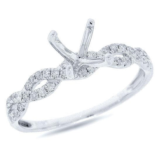 14k White Gold Diamond Semi-mount Ring Size 6 - 0.22ct