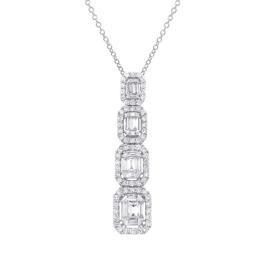 18k White Gold Diamond Baguette Pendant