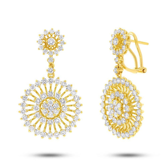 18k Yellow Gold Diamond Earring - 4.45ct