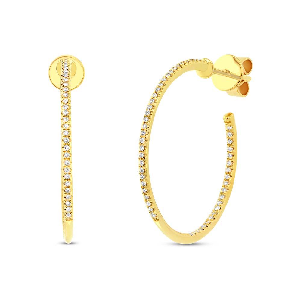 14k Yellow Gold Diamond Hoop Earring - 0.19ct
