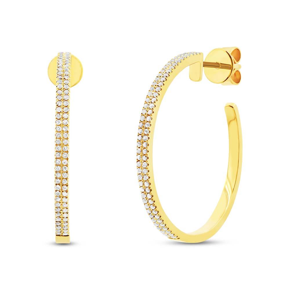 14k Yellow Gold Diamond Hoop Earring - 0.30ct