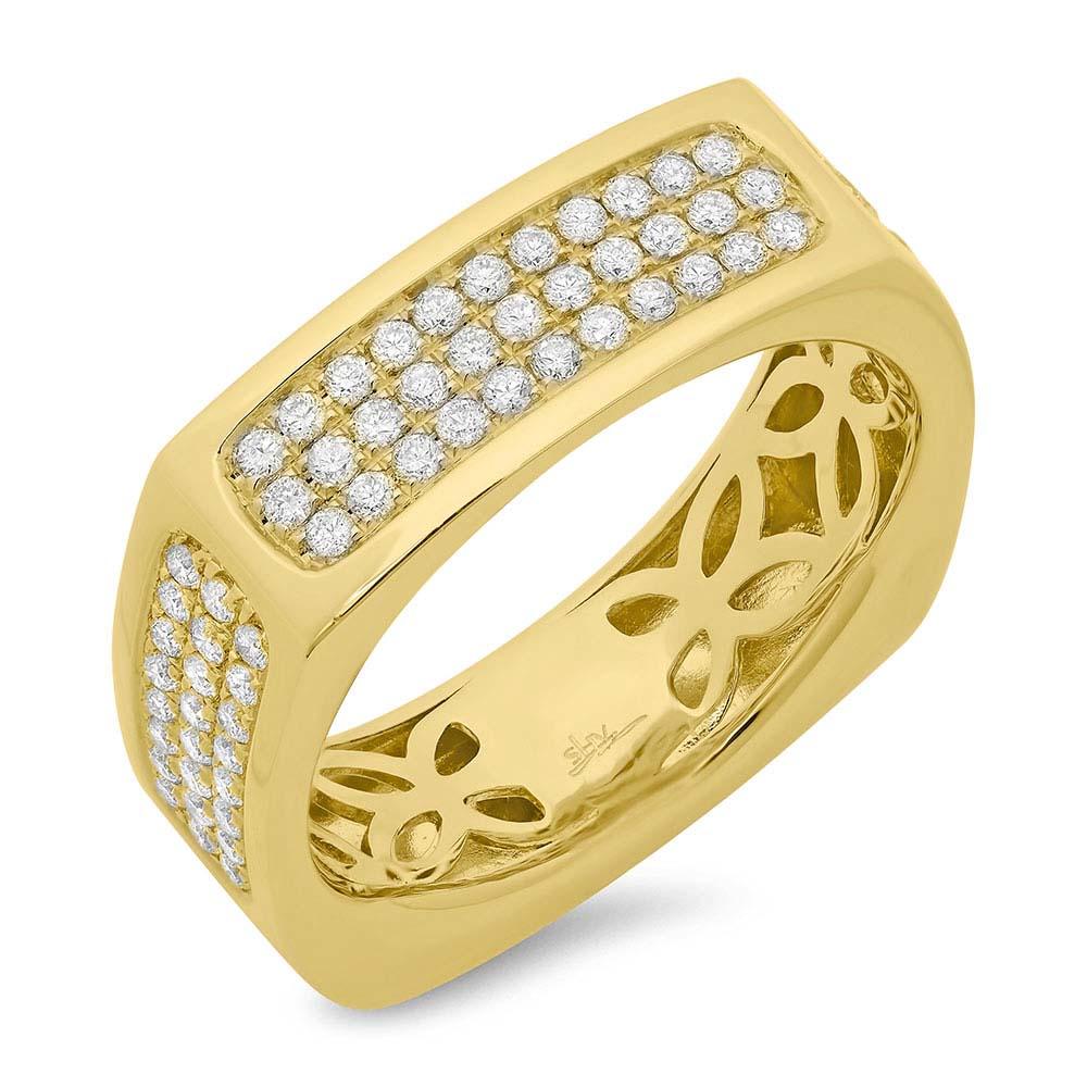 14k Yellow Gold Diamond Men's Ring Size 8.5 - 0.94ct