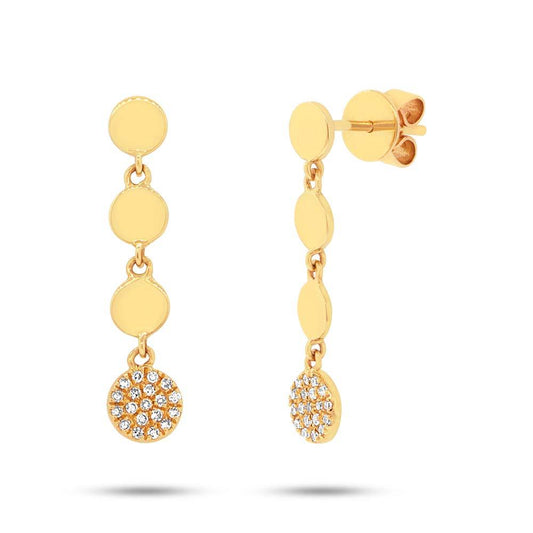 14k Yellow Gold Diamond Pave Circle Earring - 0.11ct
