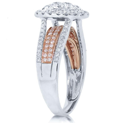 14k Two-tone Rose Gold Diamond Lady's Ring Size 5.75 - 1.23ct