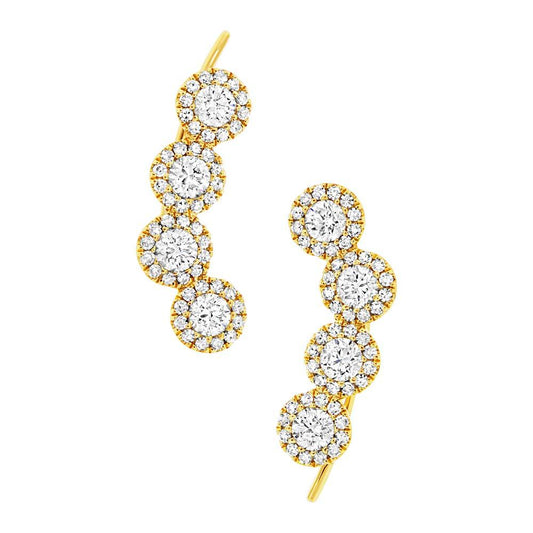 14k Yellow Gold Diamond Ear Crawler Earring