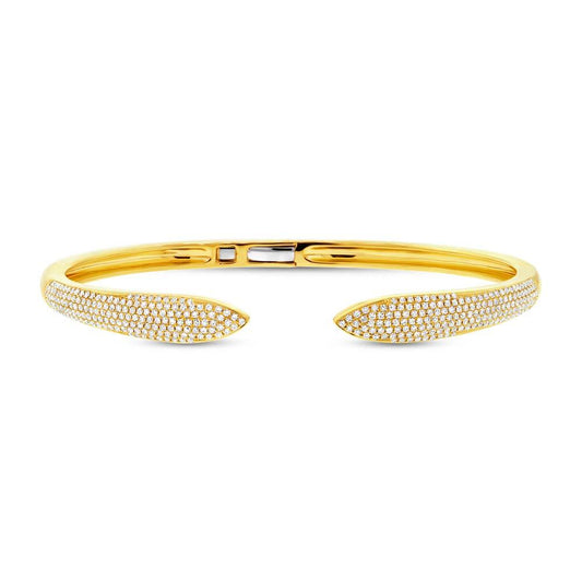 14k Yellow Gold Diamond Claw Bangle - 1.08ct