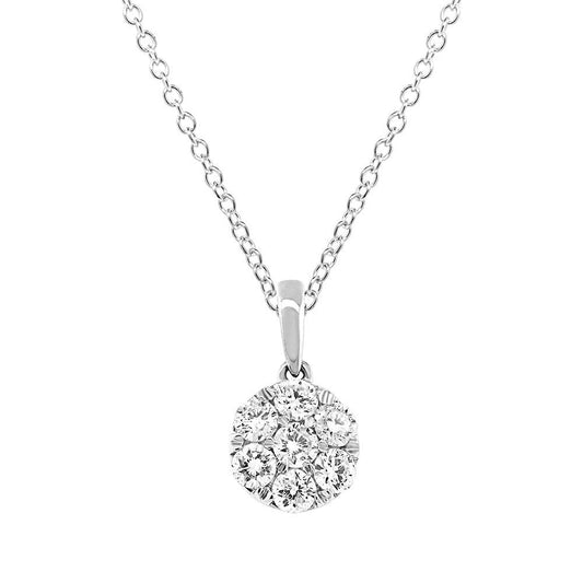 18k White Gold Diamond Cluster Pendant - 0.53ct