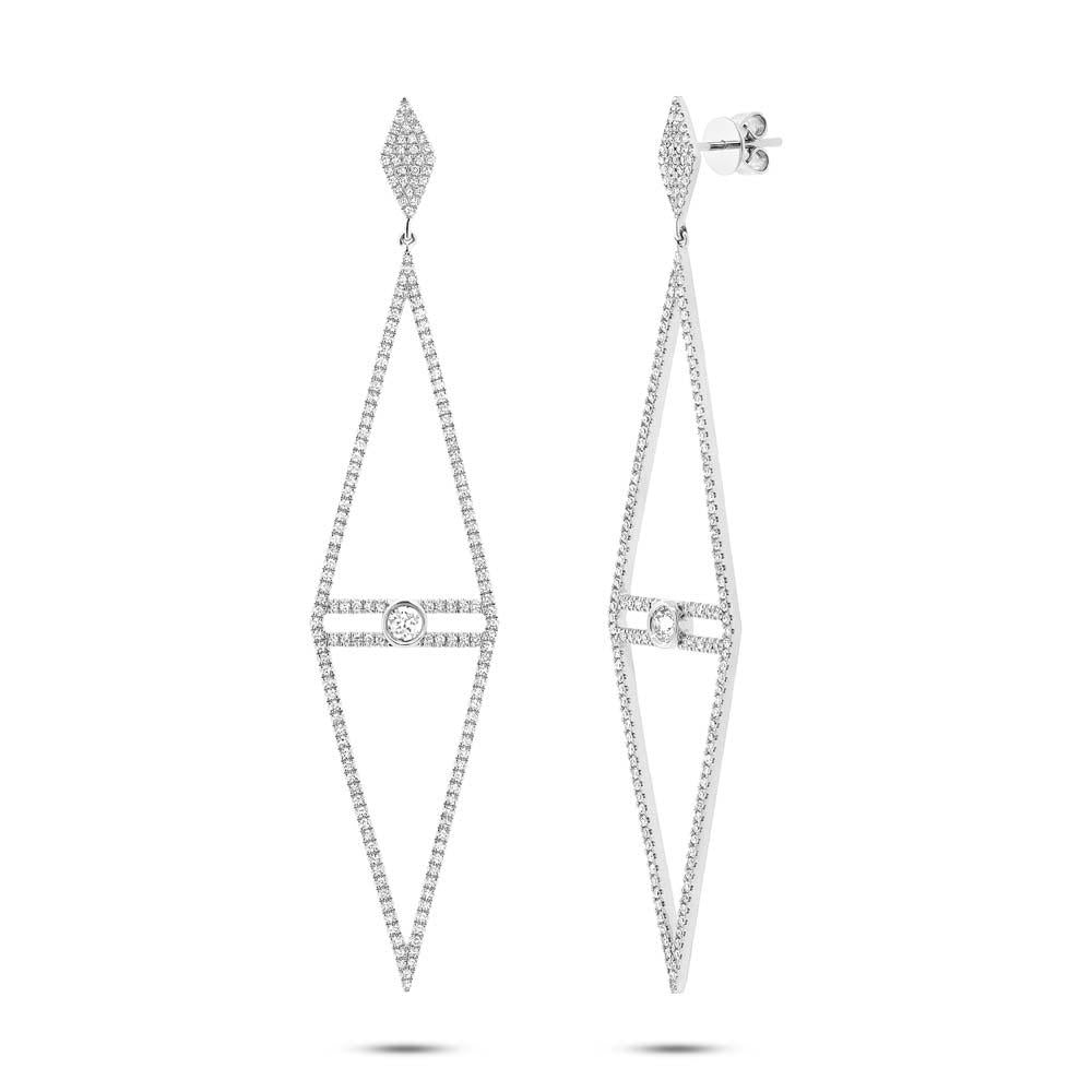 14k White Gold Diamond Triangle Earring - 1.19ct