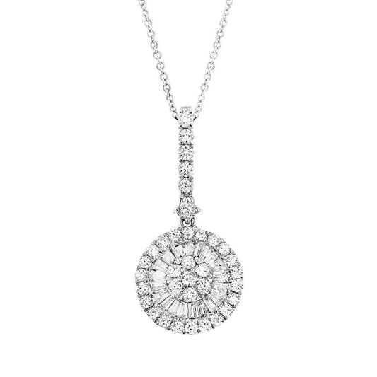 18k White Gold Diamond Baguette Pendant - 0.71ct