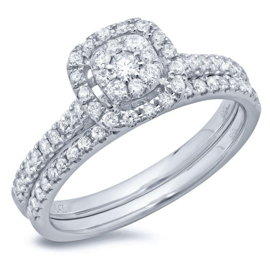 14k White Gold Diamond Wedding Set - 0.60ct