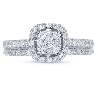 14k White Gold Diamond Wedding Set - 0.60ct