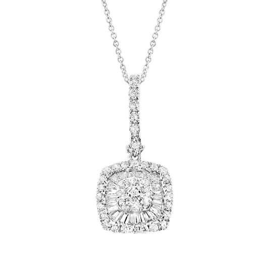 18k White Gold Diamond Baguette Pendant - 0.90ct