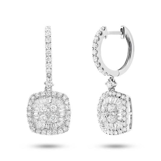 18k White Gold Diamond Baguette Earring - 1.59ct