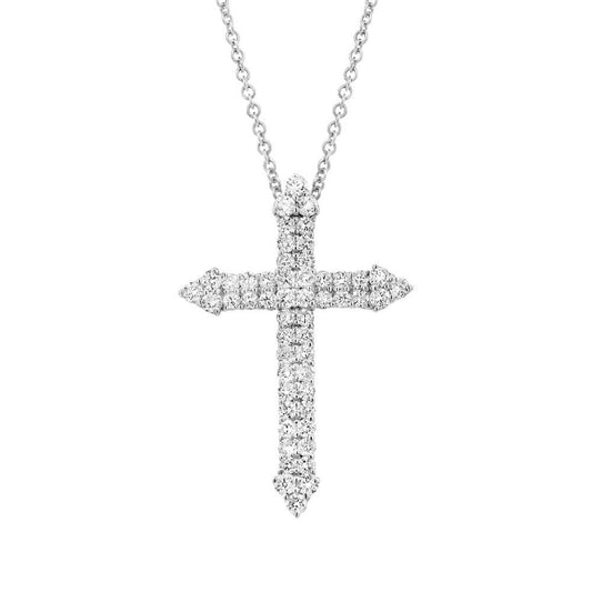 18k White Gold Diamond Cross Pendant - 1.13ct