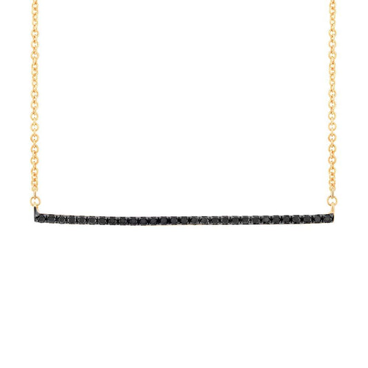 14k Yellow Gold Black Diamond Bar Pendant