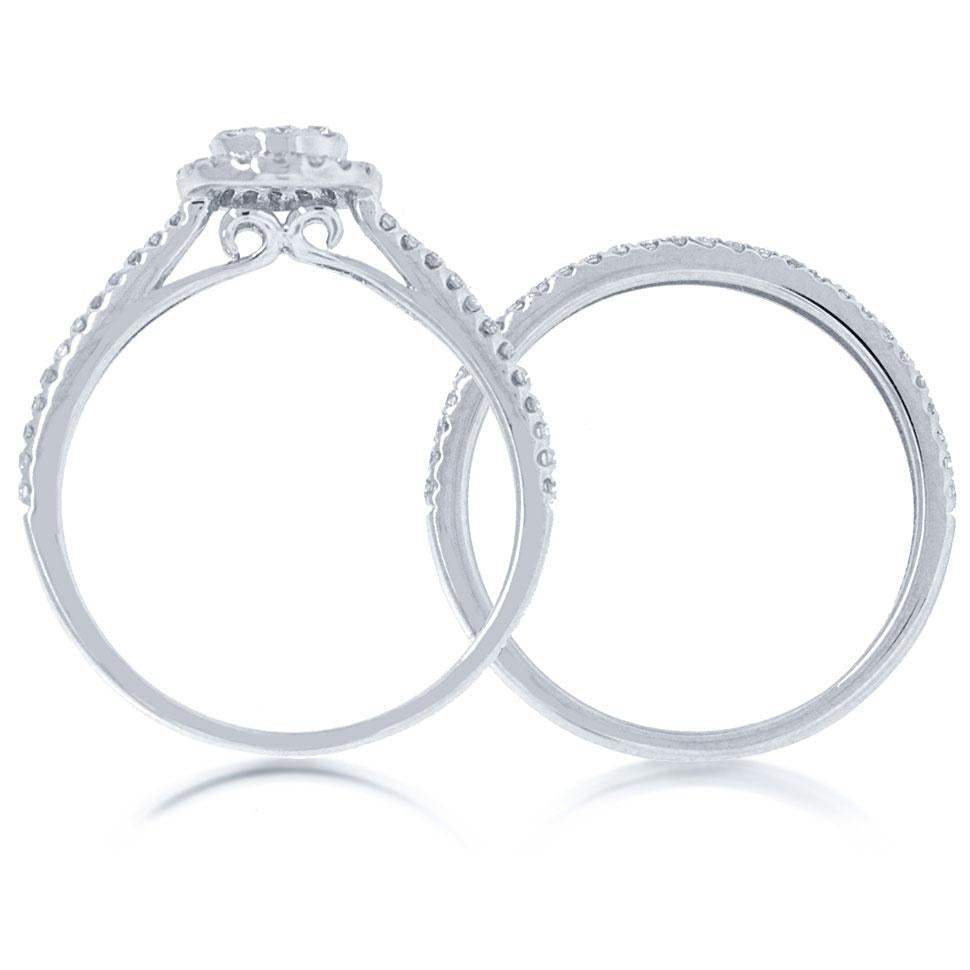 14k White Gold Diamond Wedding Set Pave - 0.44ct