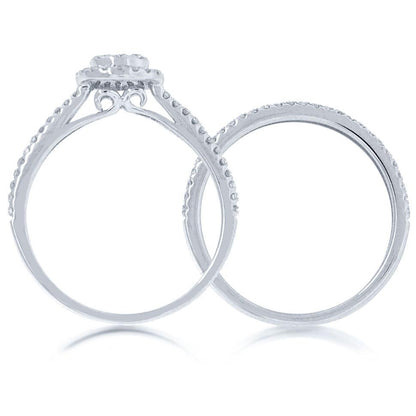 14k White Gold Diamond Wedding Set Pave - 0.44ct