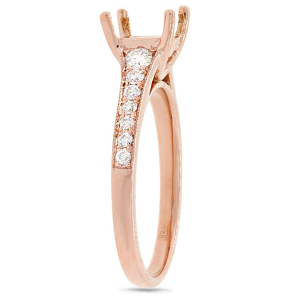 18k Rose Gold Diamond Semi-mount Ring - 0.24ct