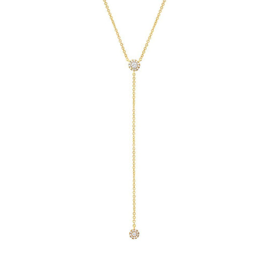 14k Yellow Gold Diamond Lariat Necklace - 0.12ct