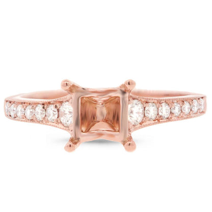18k Rose Gold Diamond Semi-mount Ring - 0.24ct