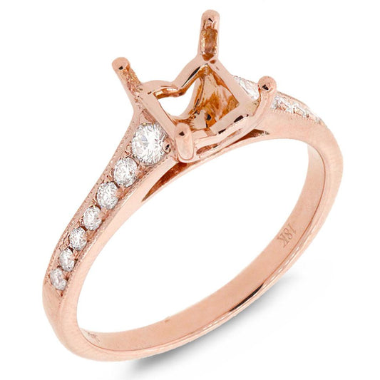 18k Rose Gold Diamond Semi-mount Ring - 0.24ct