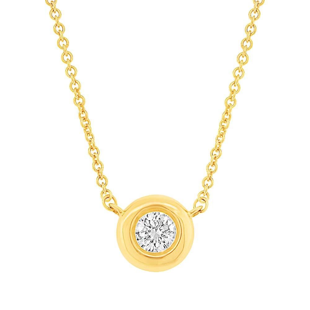 14k Yellow Gold Diamond Bezel Pendant - 0.11ct